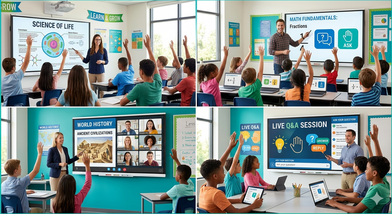 FAQs address the most common concerns about interactive whiteboard software, including compatibility, hybrid learning, and best practices.