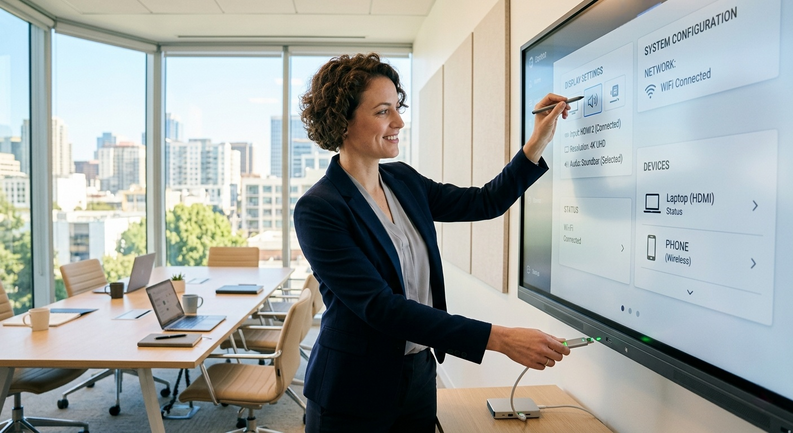 User_performing_basic_troubleshooting_on_a_display