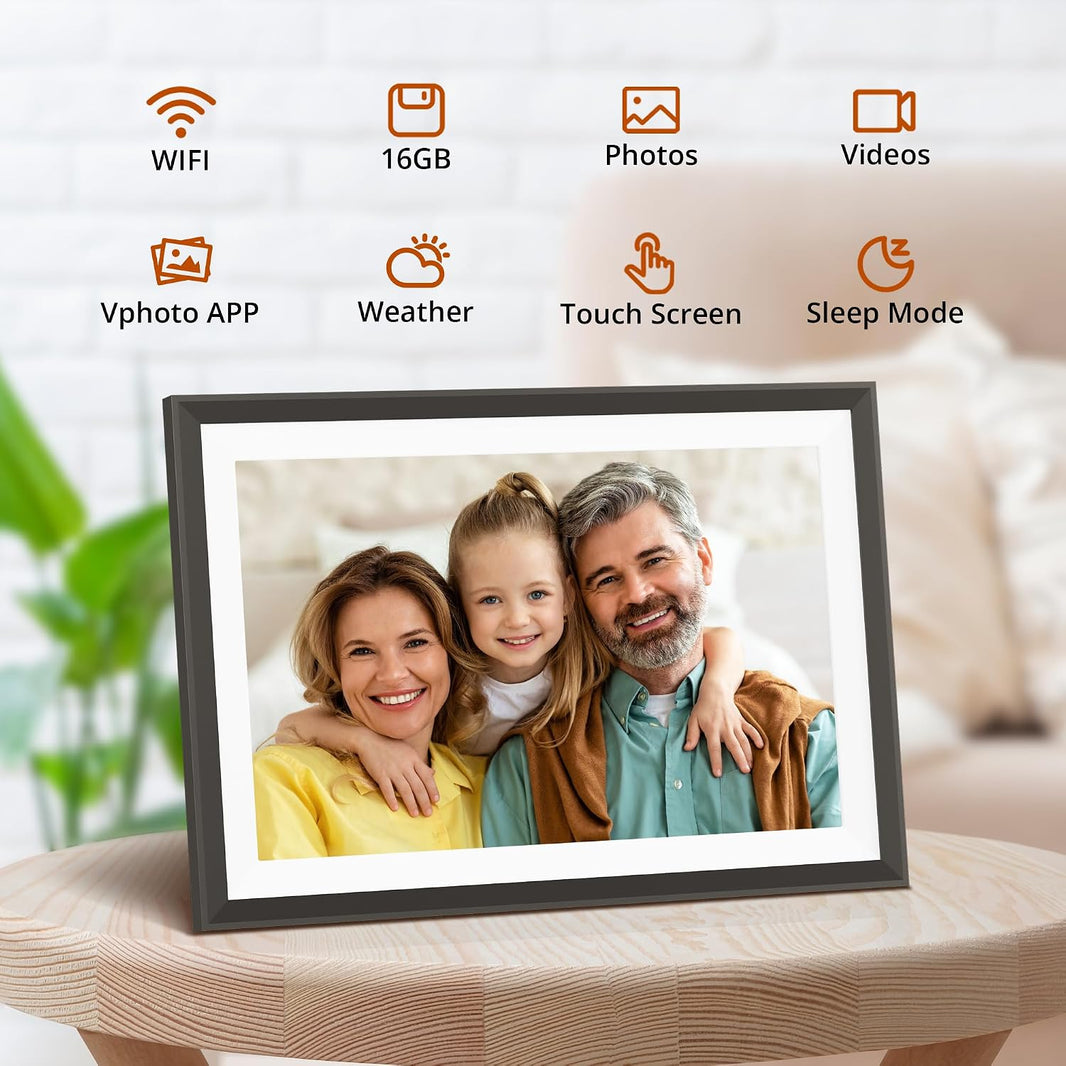 10.1-inch Woodgrain Digital Photo Frame